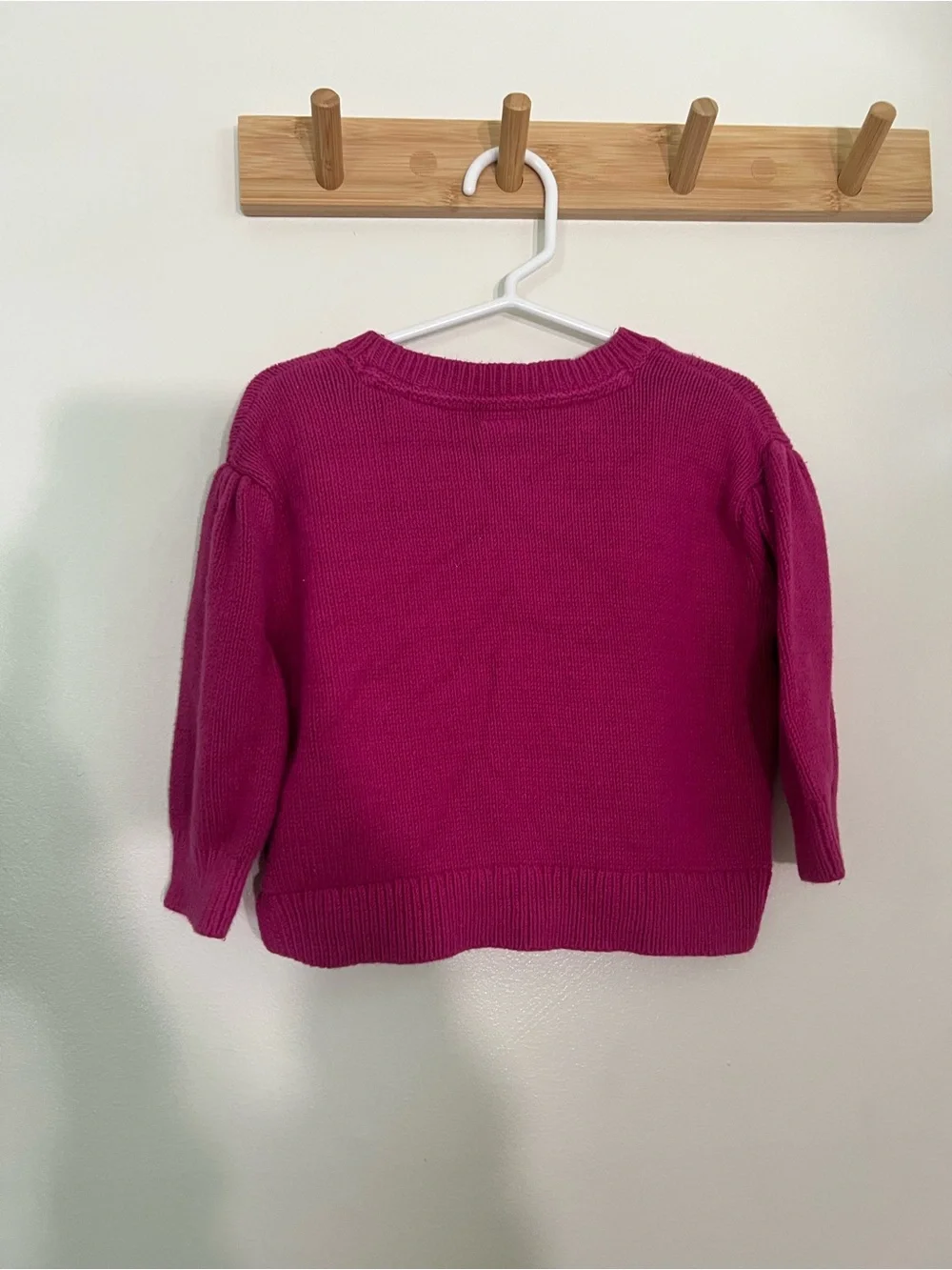 GAP Fuchsia Knit toddler girls cotton Sweater with Yellow Smiley Face no flaws
